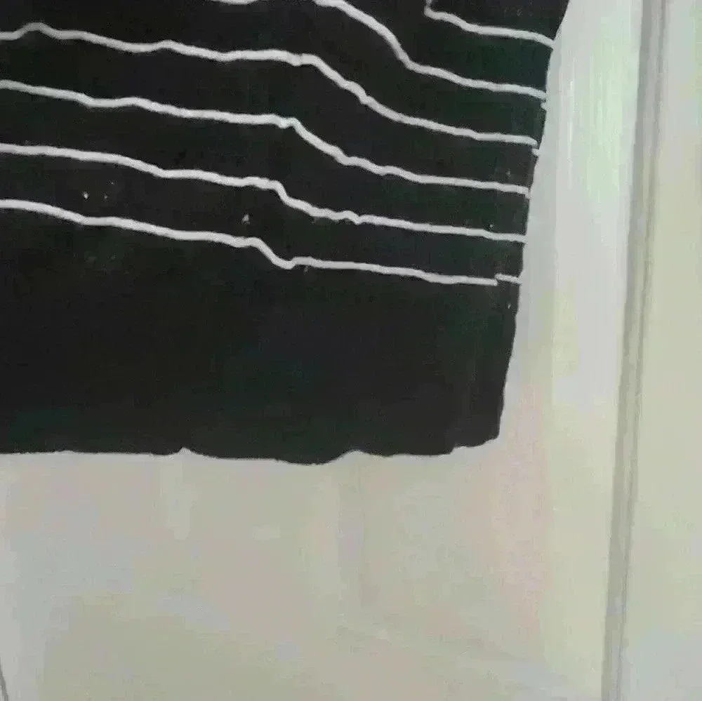 H&M open stitch lightweight cardigan navy/white stripes size L